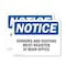 Signmission Vendors And Visitors Register At Main Office OSHA Notice Sign, Plastic, 18in W x 12in L, 2PK OS-2PACK-NS-P-1218-L-16808 - alternate 1